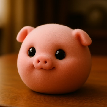 Cute Pig Round Figure