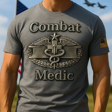 US Combat Medic Printed Casual Short Sleeve T-Shirt