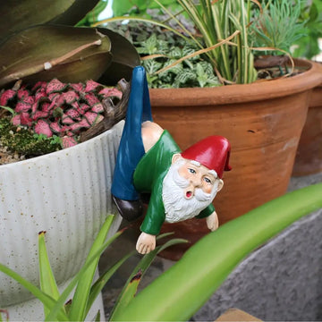 Hanging Gnome Garden Statue - Funny Dwarf Flowerpot Decoration
