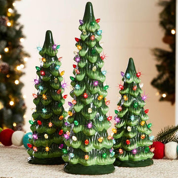 Retro Hand-Painted Tabletop Christmas Trees
