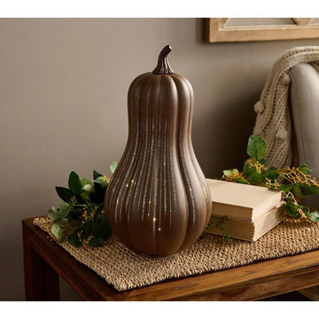 13" Illuminated Starry Night Glass Gourd