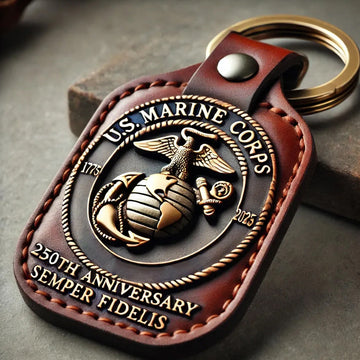 250th Anniversary Military Commemorative Leather Keychain