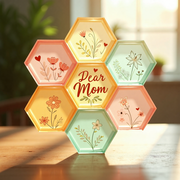 Dear Mom Hexagonal Floral Decor