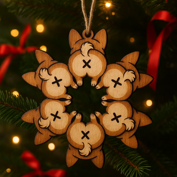 Corgi Butt Snowflake Christmas Ornament