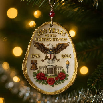 250th US Anniversary Oyster Shell Christmas Ornament
