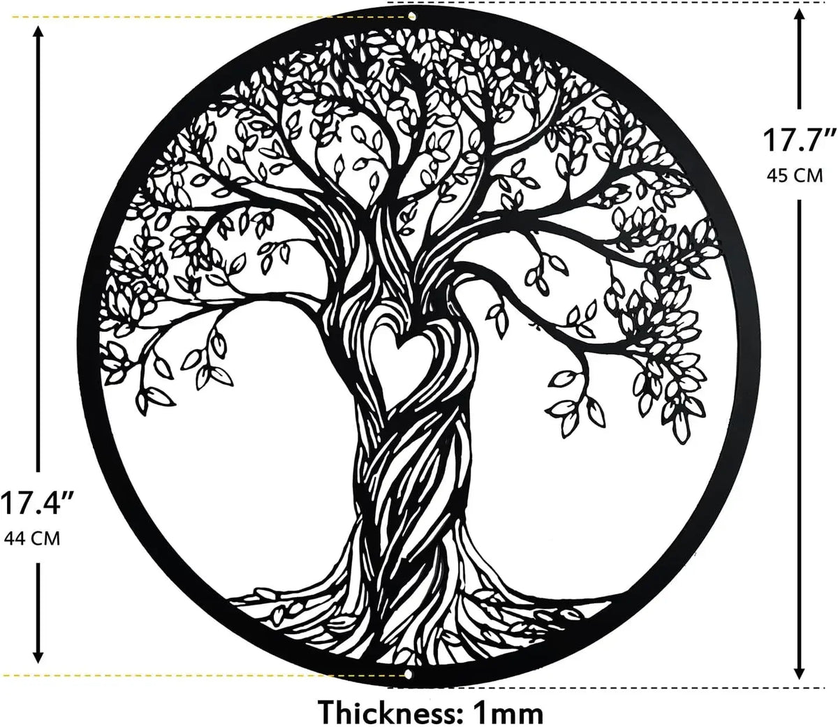 Rustic Black Tree of Life Metal Wall Art – Laser Cut Sculpture for Living Room, Bedroom, Indoor & Outdoor Home Decor