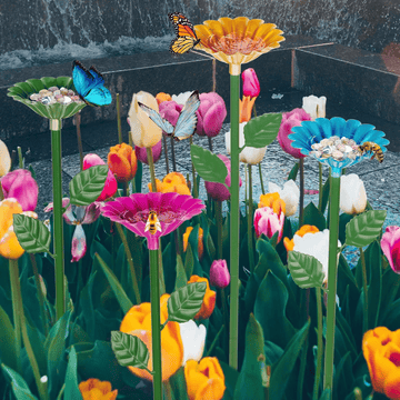 Bee and Butterfly Water Feeder with Flower Design
