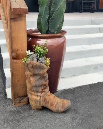Western Cowboy Boot Planter – Rustic Wild West Charm
