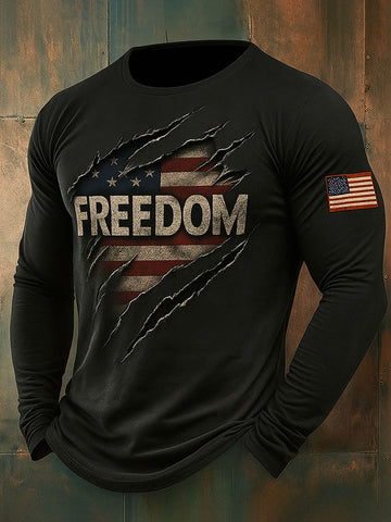 American Freedom Patriot Print Long Sleeve T-Shirt