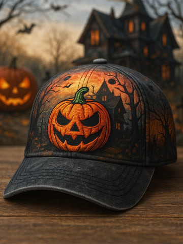 Vintage Halloween Pumpkin Art Casual Print Hat