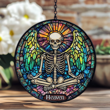 Heaven and Hell Skull Stained Glass Decor
