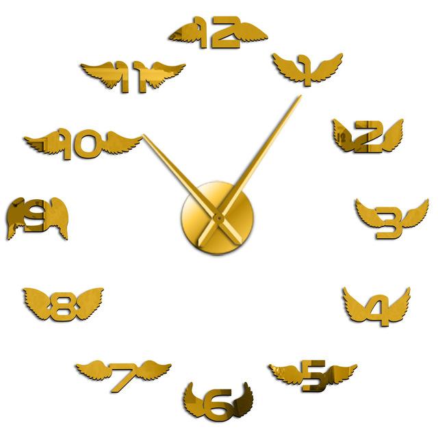 Angel Wings With Number Large Frameless DIY Wall Clock