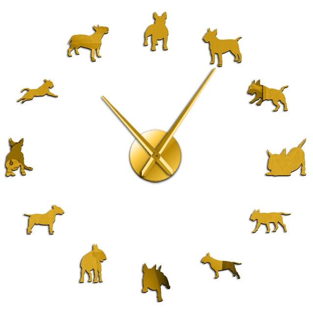 Bull Terrier Large Frameless DIY Wall Clock Gift for Bull Terrier Lovers