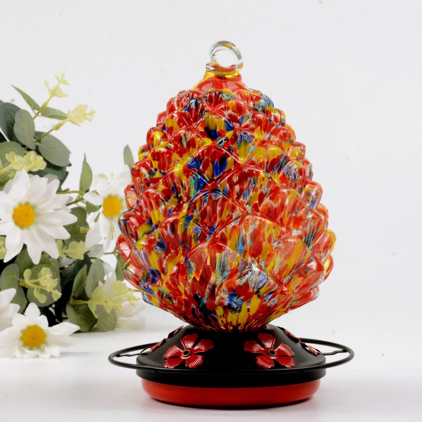 Hand Blown Glass Hummingbird Feeder  - 34 Ounces
