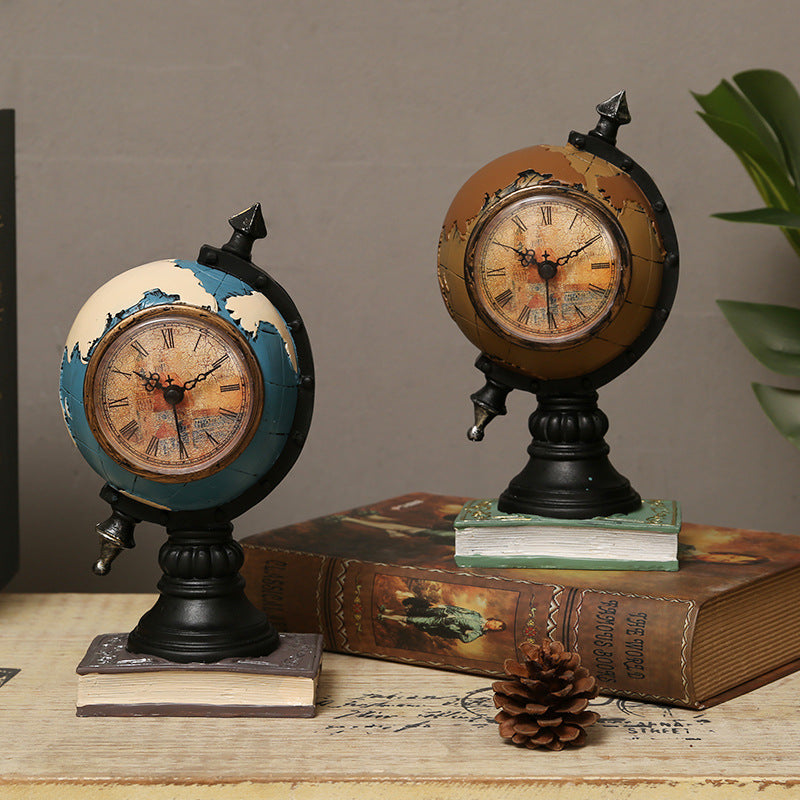 Vintage Globe Clock: Timeless Journey of Time and Exploration on Your Desk