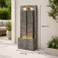 Modern Cascading Wall Fountain, 39" LED Lighted Weather-Resistant Garden Water Feature