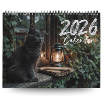 2026 Dark Academia Cat Wall Calendar