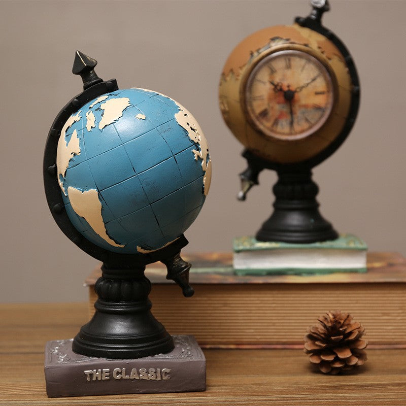 Vintage Globe Clock: Timeless Journey of Time and Exploration on Your Desk