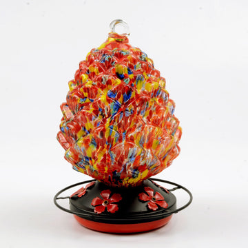 Hand Blown Glass Hummingbird Feeder  - 34 Ounces