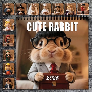 2026 Cute Rabbit Wall Calendar