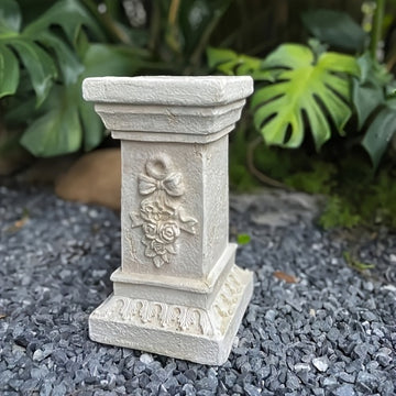 12" Retro Mini Roman Column, White Resin Pedestal for Indoor/Outdoor Garden & Wedding Decor