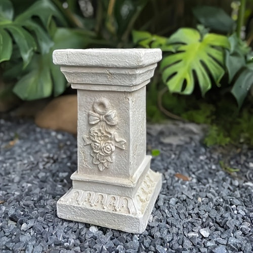 12" Retro Mini Roman Column, White Resin Pedestal for Indoor/Outdoor Garden & Wedding Decor