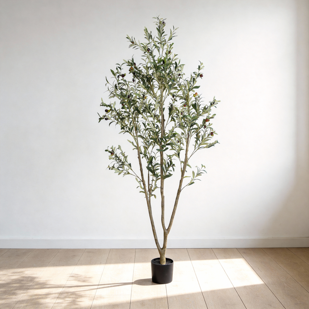 6FT Artificial Olive Tree, Realistic Faux Potted Plant with Black Pot for Indoor Decor