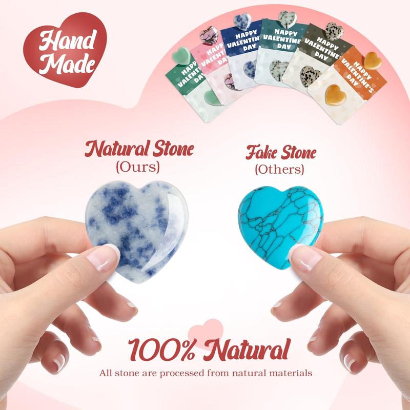 Valentine's Day Gem Gifts for Kids And Adults – 24 Pack Prefilled Cards with Heart-Shaped Gemstones