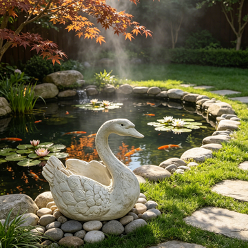 Elegant 12.6" White Swan Statue Planter – Lifelike Resin Swan Flower Pot with Intricate Feather Texture, 2-in-1 Decorative Garden Sculpture & Large Hollow Planter for Pond Edge, Patio, Lawn, Backyard & Water Feature Decor