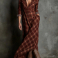 Women's Plaid Lapel Single-Breasted Shirt Maxi Dress