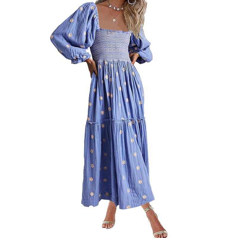 2024 Women's Casual Embroidered Maxi Dress