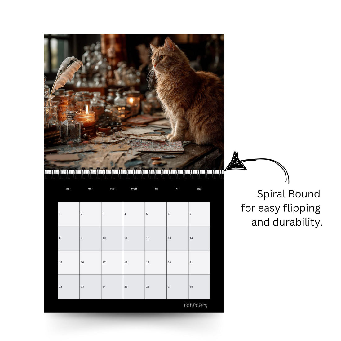 2026 Dark Academia Cat Wall Calendar