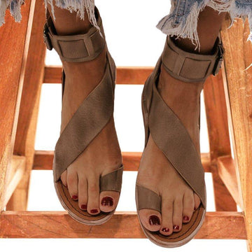 Women Fashion Flat Heel Ankle Buckle Strap Sandals