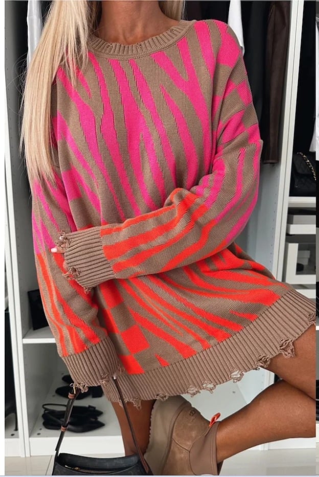 Women's Striped Patterned Fashionable Sweater Tops