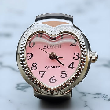 Couples‘ Dainty Adorable Heart-Shaped Pink Ring Watch