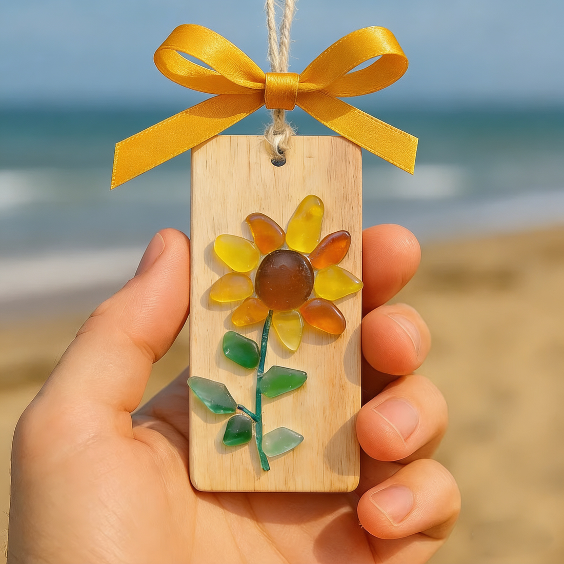 Sunflower Sea Glass Ornament