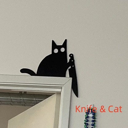 Metal Adorable Cat Door Topper