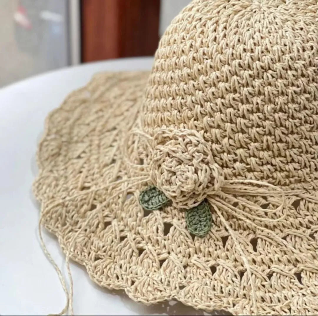Elegant Crochet Straw Hat