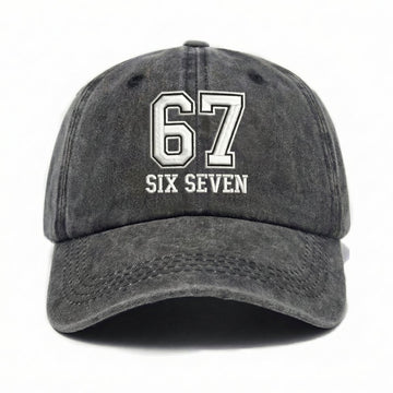 #67 Number Embroidered Hat, Adjustable Vintage Baseball Cap