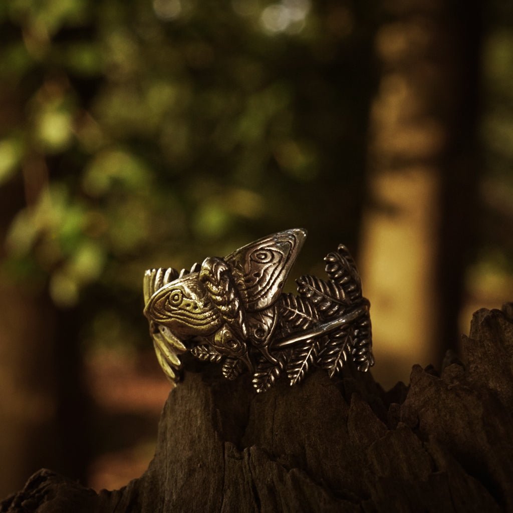 Moth and Fern Adjustable Ring