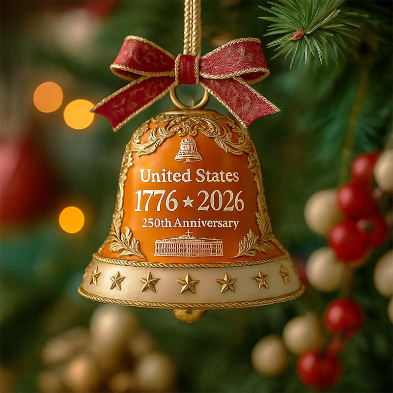 United States 250th Anniversary Bell Ornament -Three-Dimensional (Not Flat)