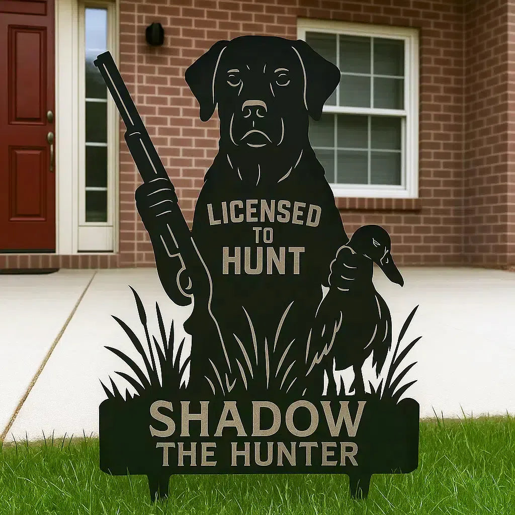 Shadow the Hunter – Black Steel Dog Silhouette Yard Art
