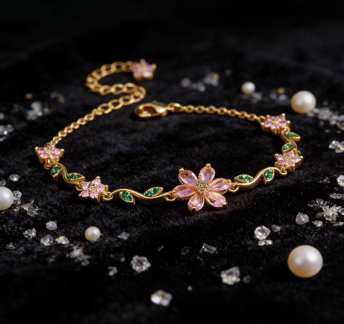 Valentine’s Zircon Petal Bracelet — Sweet, Delicate and Heart-Melting Sparkle