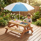 Kids Wooden Picnic Table with Sink, 3-in-1 Sand & Water Play Table with Umbrella