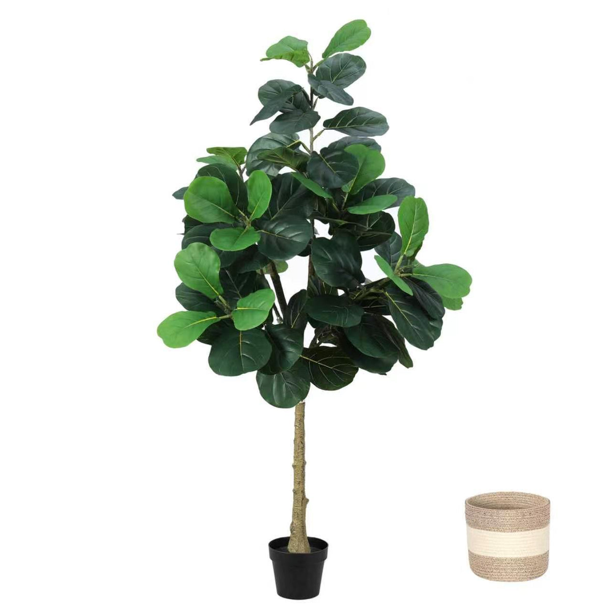 5.5FT Artificial Fiddle Leaf Fig Tree, Large Faux Ficus Lyrata Floor Plant with Planter