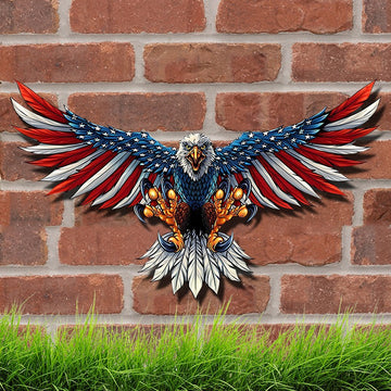 Handmade Bald Eagle With Flag Wings