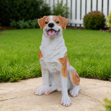 Lifelike Sitting Hound Dog Statue, Realistic Resin Figurine for Garden & Yard Decor
