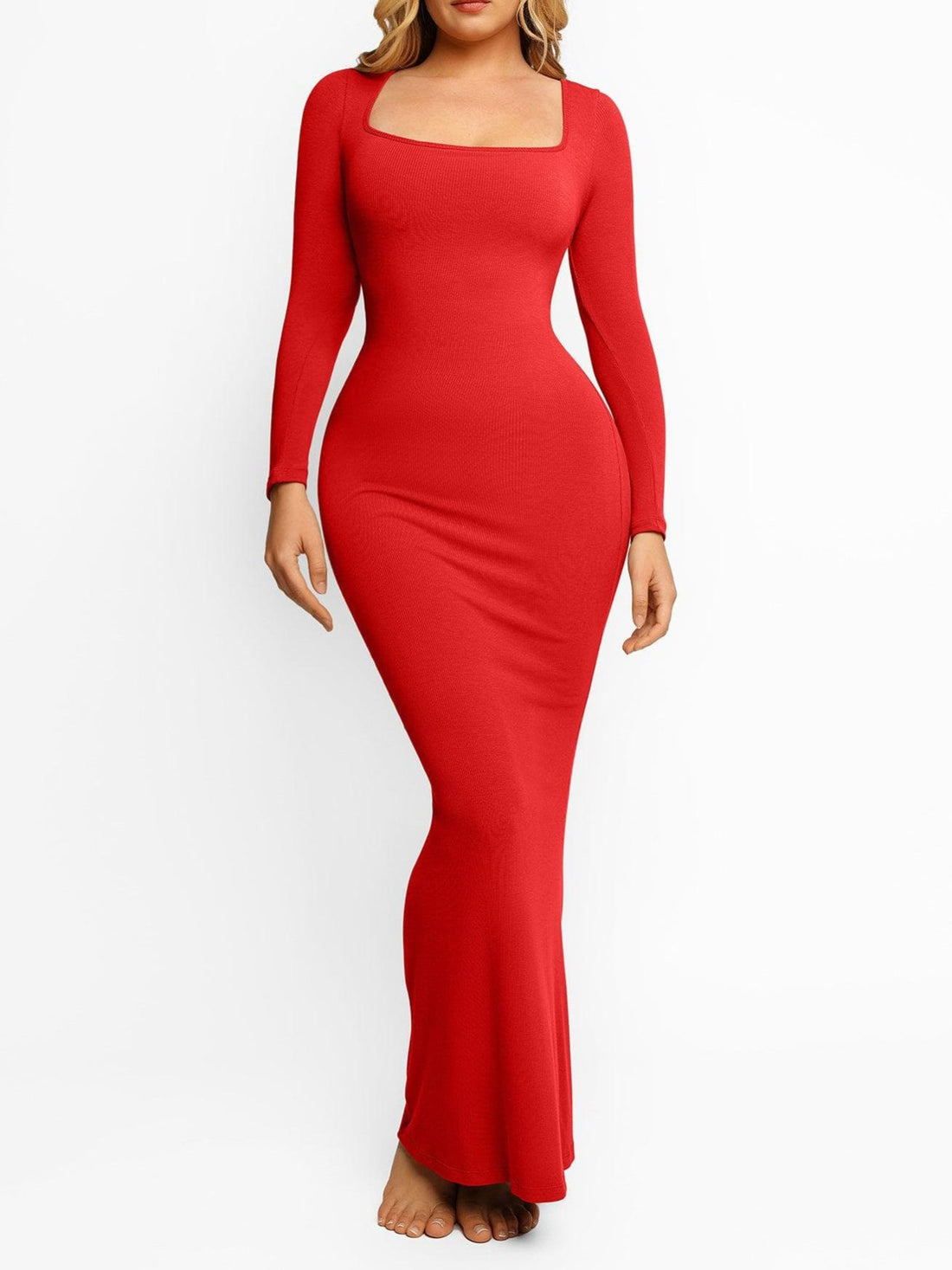 Built-In Shapewear Long Sleeve Maxi Lounge Dress