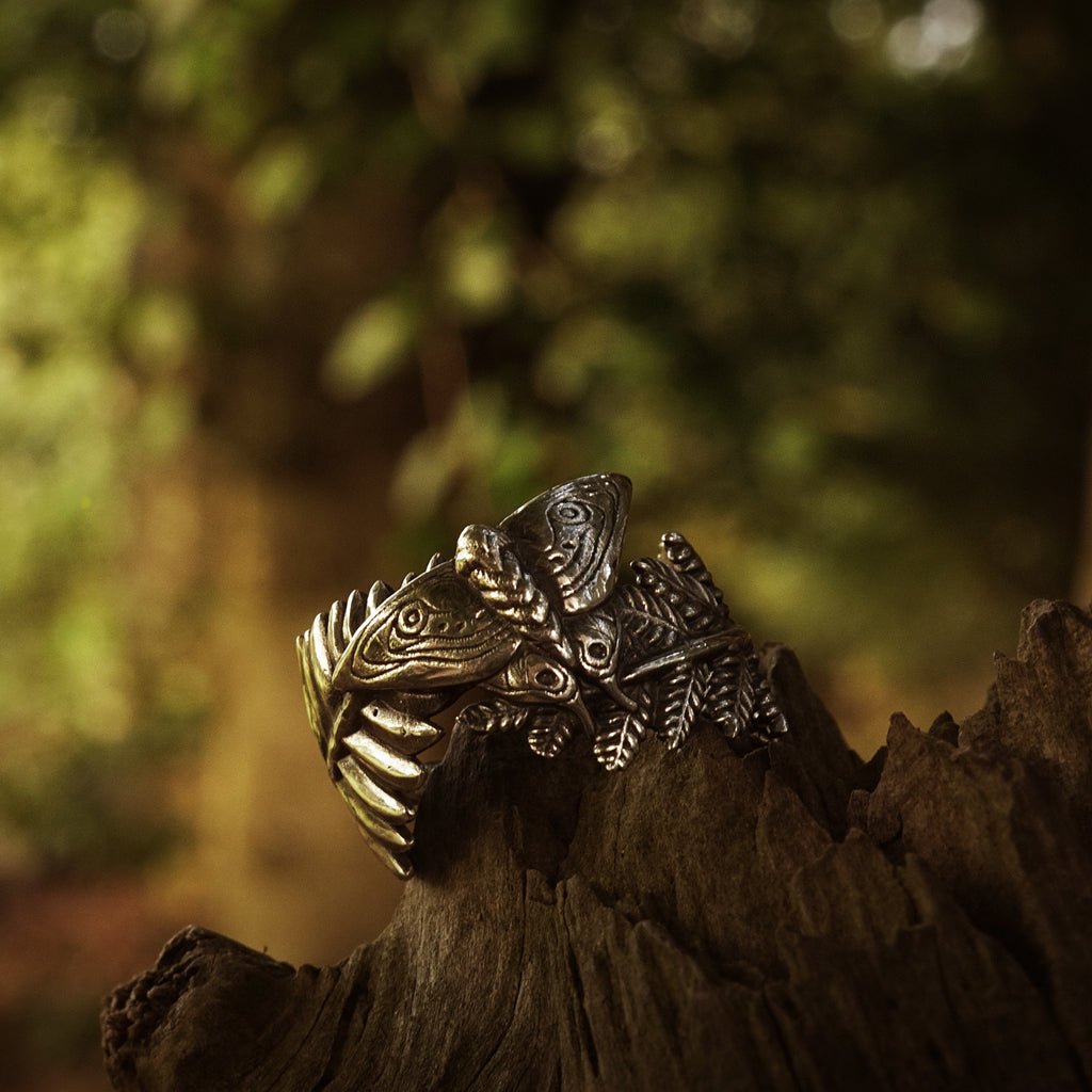 Moth and Fern Adjustable Ring