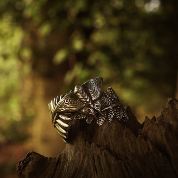 Moth and Fern Adjustable Ring